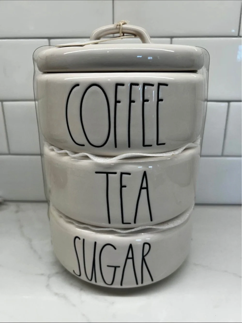 New Rae Dunn Artisan Collection Coffee Tea Sugar Stackable Canisters with Lid 9